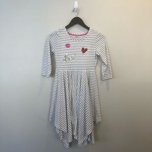 Girls L gray stripe knit Gymboree midi dress V-Day